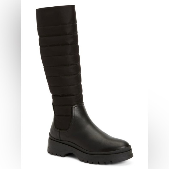 Aquatalia Skyla Quilted Leather & Nylon Tall Boots - Picture 2 of 16
